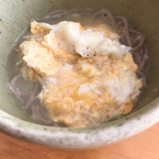 ホタテの卵とじ温蕎麦